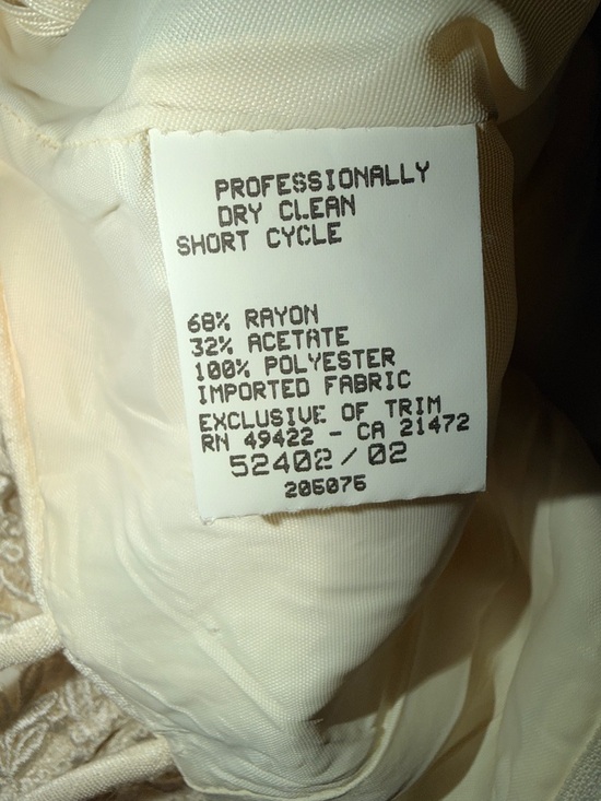 Vintage Jessica McClintock, exquisite Cream Lace & Chiffon-Strap Dress - Picture 15 of 16